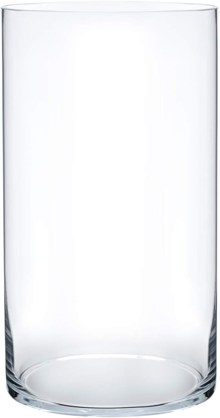 Royal Imports Flower Glass Vase Decorative Centerpiece for Home or Wedding - Cylinder Shape, 12" Tall, 6" Opening, Clear