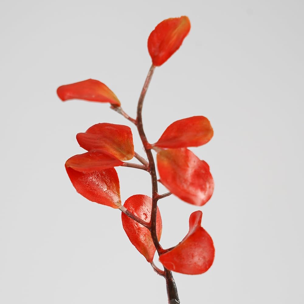 Artificial Plants Faux Greenery Eucalyptus Stems,Faux Branches for Vase Filler,Artificial Ficus Twig Branches Stems for Shop Garden Office Home Décor (6, Stem01-Red)