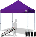 Eurmax USA 8'x8' Pop Up Canopy Tent Commercial Instant Canopies with Heavy Duty Roller Bag,Bonus 4 Sand Weights Bags (Purple)