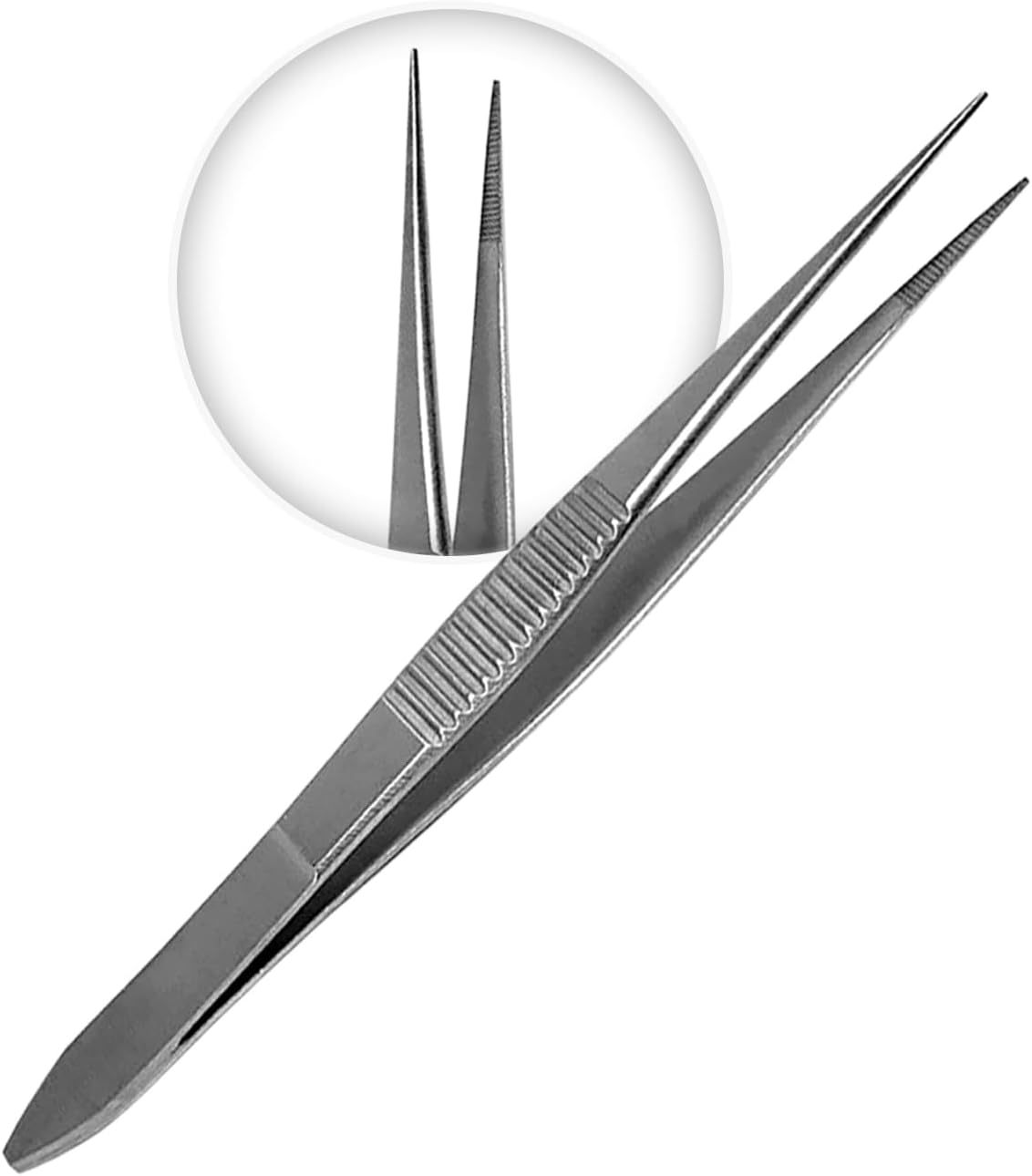 Splinter Forceps - Fine Point - Tweezers Stainless Steel Straight & Curved (Straight 4.50")