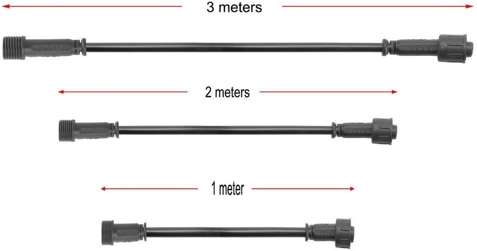 Sumaote 3.28ft 1m 2Pin Extension Cable Wire 22AWG with Male and Female Connectors at Both Ends IP67 Waterproof for Sumaote Single Color LED Deck Lights, Pack of 5