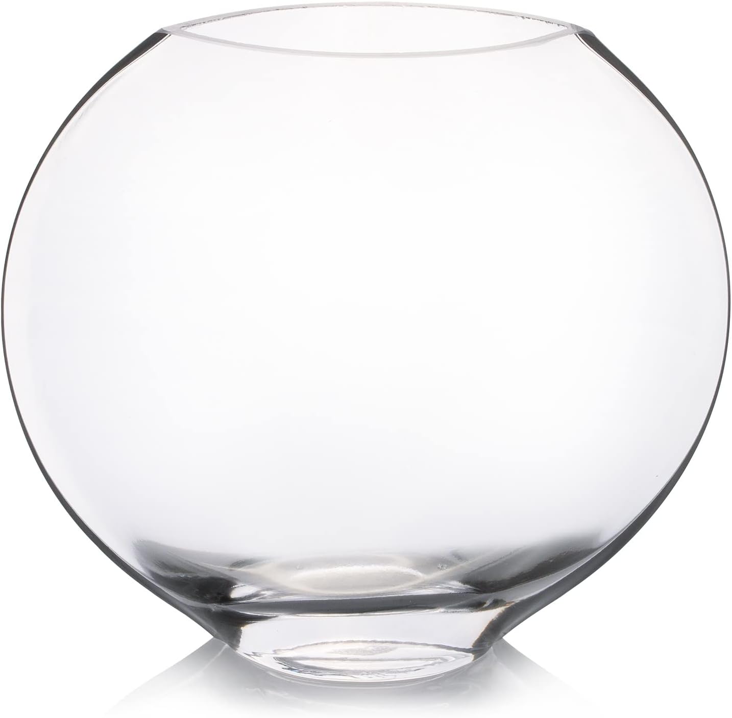 Enova Floral Unique Moon Bowl Glass Flowers Vases, H 6.50" W 3.5" L7.0 Clear Floral Container with Oval Eye Shape Opening for Desktop Decor (1 Piece)