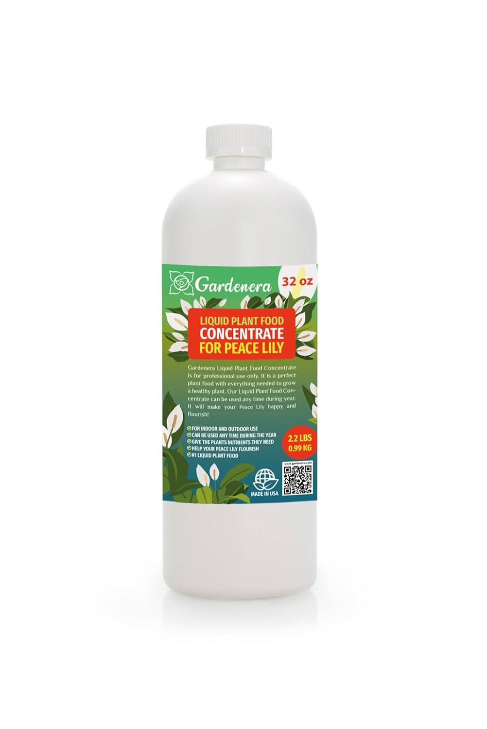 Gardenera Plant Growth Superfood for Peace Lilies with 18 Vitamins & Minerals - Organic Plant Food Fertilizer - Micro-Fungi and Bio-Organisms for Peace Lily Plant Care & Growth Enhancement - 32oz