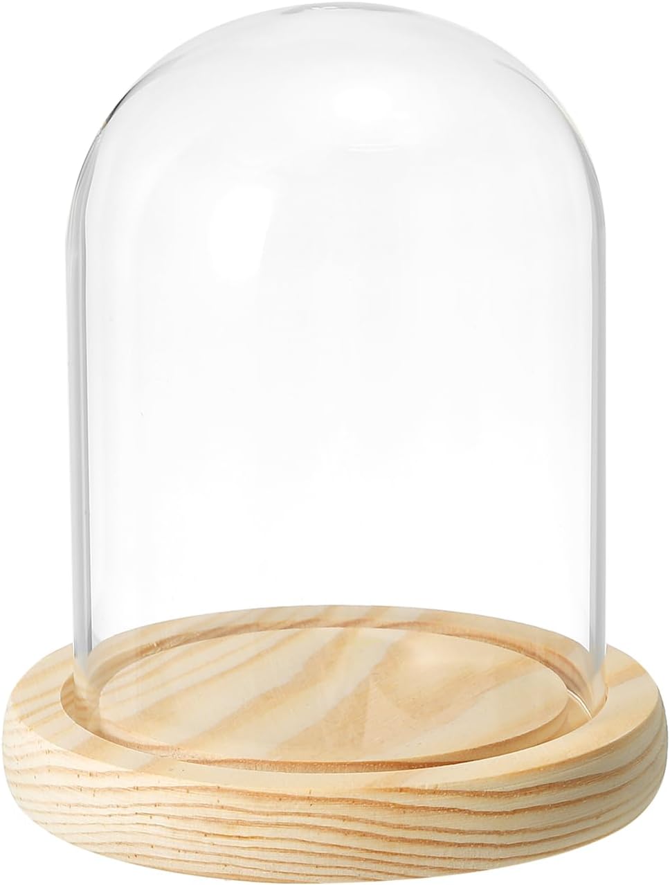 PATIKIL 4.7"x3.5" Clear Cloche Glass Dome, Glass Bell Jar Display Case Tabletop Centerpiece with Wooden Base for Plants Home Decor