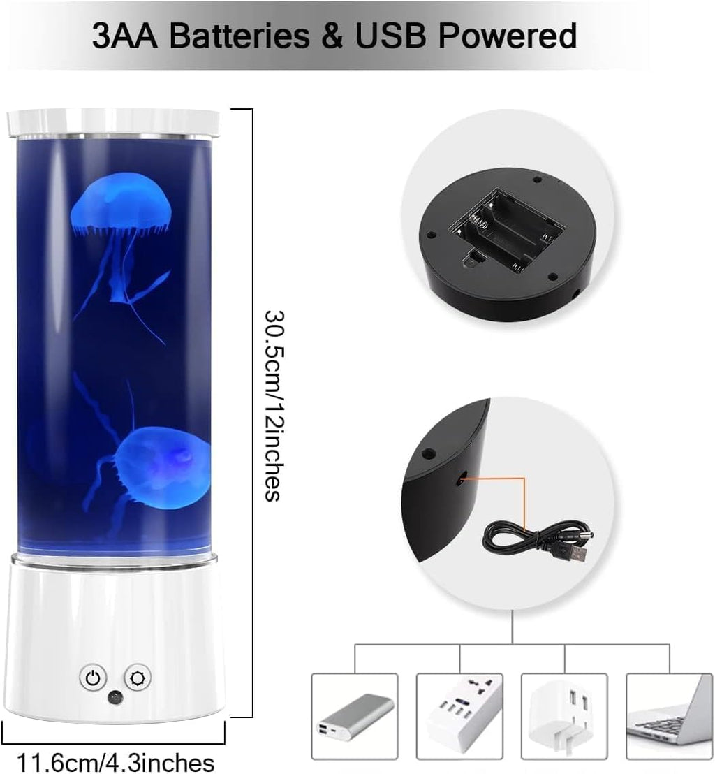 FBSPORT Jellyfish Lamp, Jellyfish Night Aquarium Tank Night Light 17 Color Changing with Remote Control for Kids Adults Home Office Decor Table Lamp Gifts for Christmas(White)