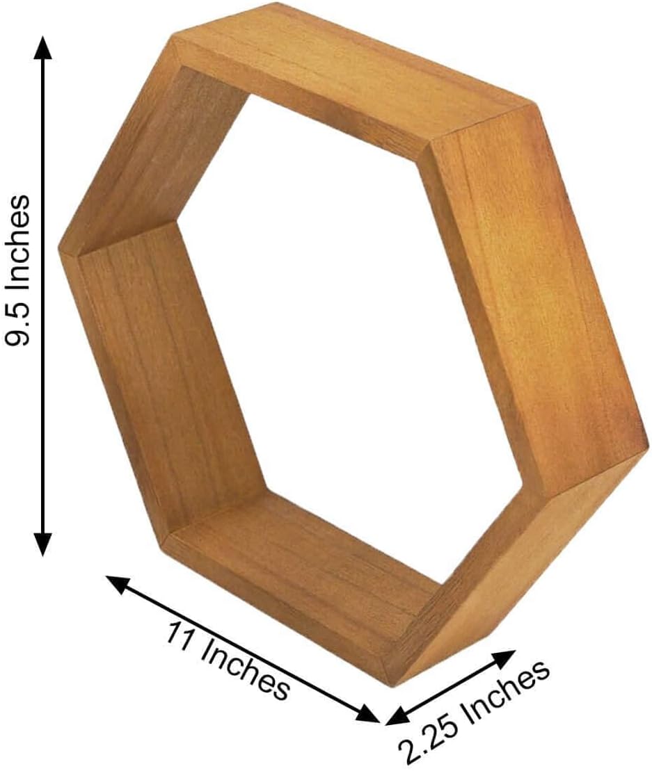 Efavormart 2 PC | 9" Tall Hexagon Rustic Wood Centerpiece | Natural Geometric Terrarium | Honeycomb Storage Shelf