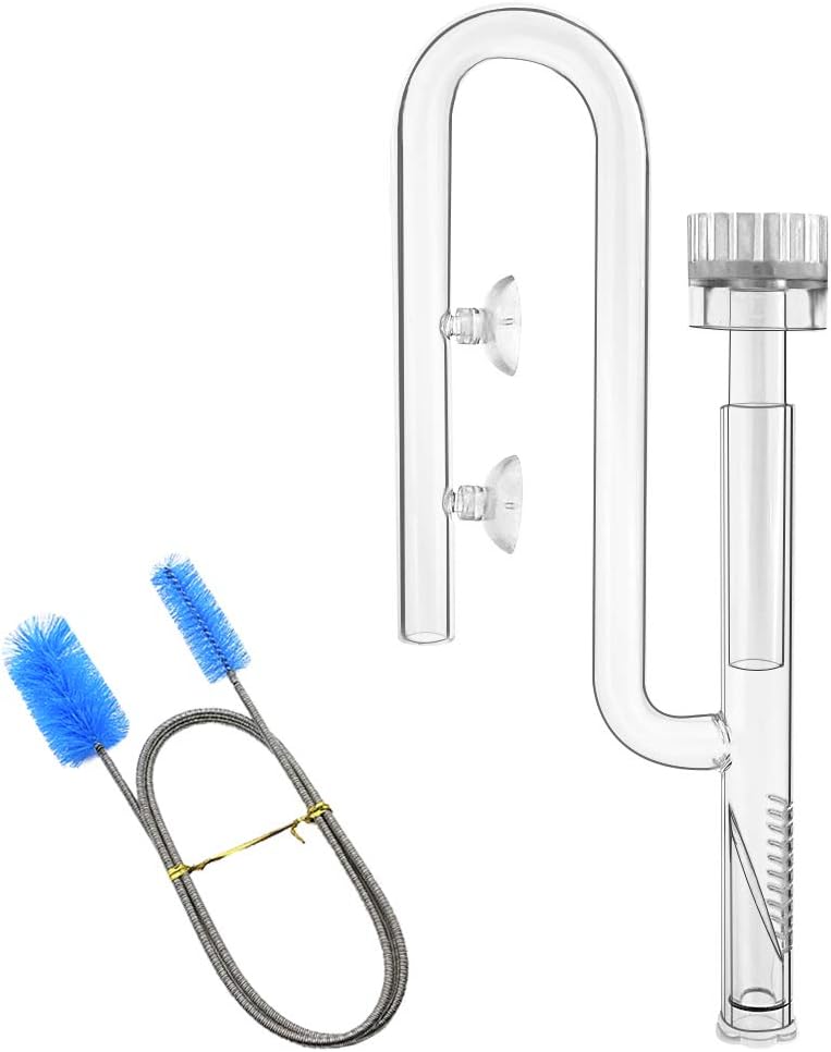 17mm Glass Aquatic Skimmer Inflow Lily Pipe for Aquarium Filter 5/8" i.d. (16/22mm) Tubing and Stainless Steel 90cm Flexible Cleaning Brush for Aquarium Planted Tank