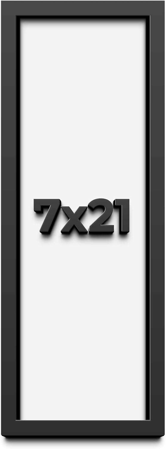 7x21 Shadow Box Frame Black | 1 Inch Deep Solid Wood Shadowbox Display Frame | UV Resistant Acrylic Plexiglass, Acid Free Backing, and Hanging Hardware | Dugan Picture Frame Style
