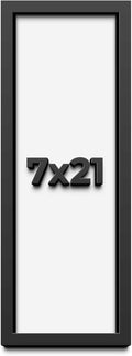 7x21 Shadow Box Frame Black | 1 Inch Deep Solid Wood Shadowbox Display Frame | UV Resistant Acrylic Plexiglass, Acid Free Backing, and Hanging Hardware | Dugan Picture Frame Style