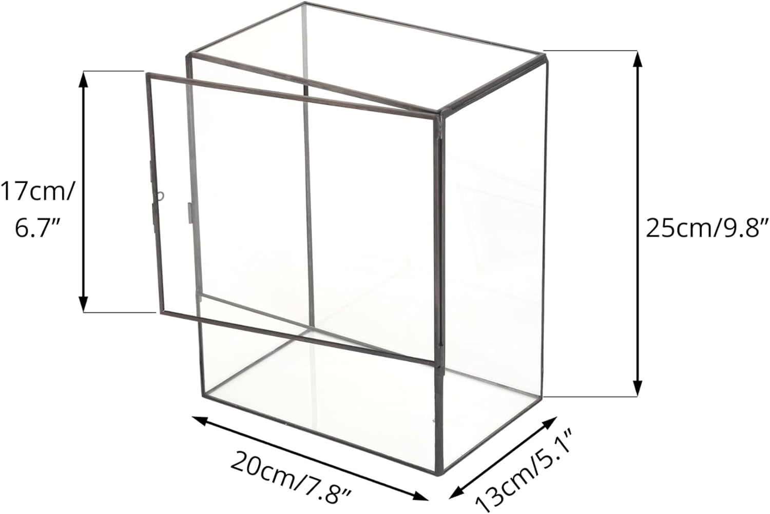 NCYP Close Glass Terrarium with Door - 7.8 x 5.1 x 9.8 Inches Geometric Landscape Clear Planter for Succulent Plants - Indoor Tabletop Centerpiece, Garden Decor (Terrarium Only)