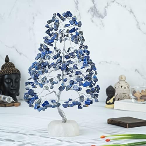 Lapis Lazuli Crystal Tree of Life - Chakra Tree of Life, Natural Quartz Base, Handmade Gemstone Tree, Feng Shui Tree, Crystal Decoration, Money Tree, Spiritual Gift, Healing Crystal Tree, Chakra Decor