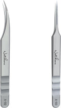 High Precision Lash Tweezers for Individual and Volume Eyelash Extensions Premium Stainless Steel Curved Fiber Tip Professional Isolation Tweezer