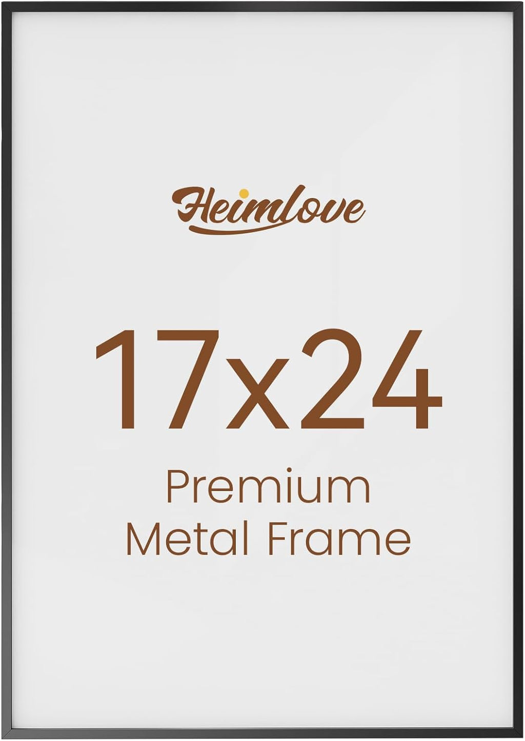 Heimlove 17x24 Metal Picture Frame,Black Aluminum Wall Gallery Poster Puzzles Artwork frames-Real Tempered Glass,Mounting Horizontally or Vertically Decor for Wall-1Pack