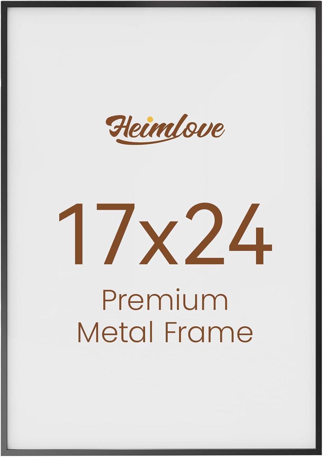 Heimlove 17x24 Metal Picture Frame,Black Aluminum Wall Gallery Poster Puzzles Artwork frames-Real Tempered Glass,Mounting Horizontally or Vertically Decor for Wall-1Pack