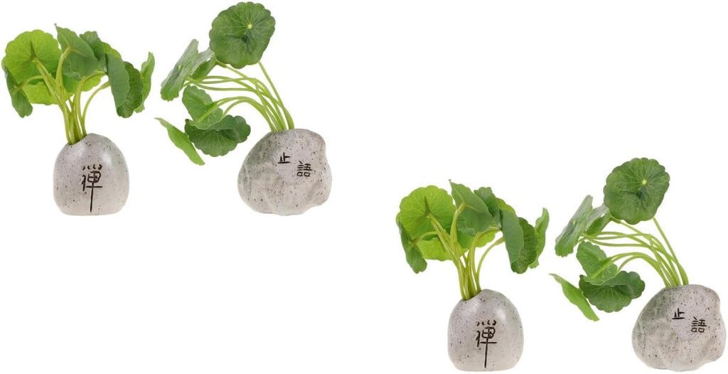 LOGOFUN 4pcs Mini Artificial Plants Car Dashboard Decor Lifelike Bonsai Simulated Potted Flowers for Home Office Interior
