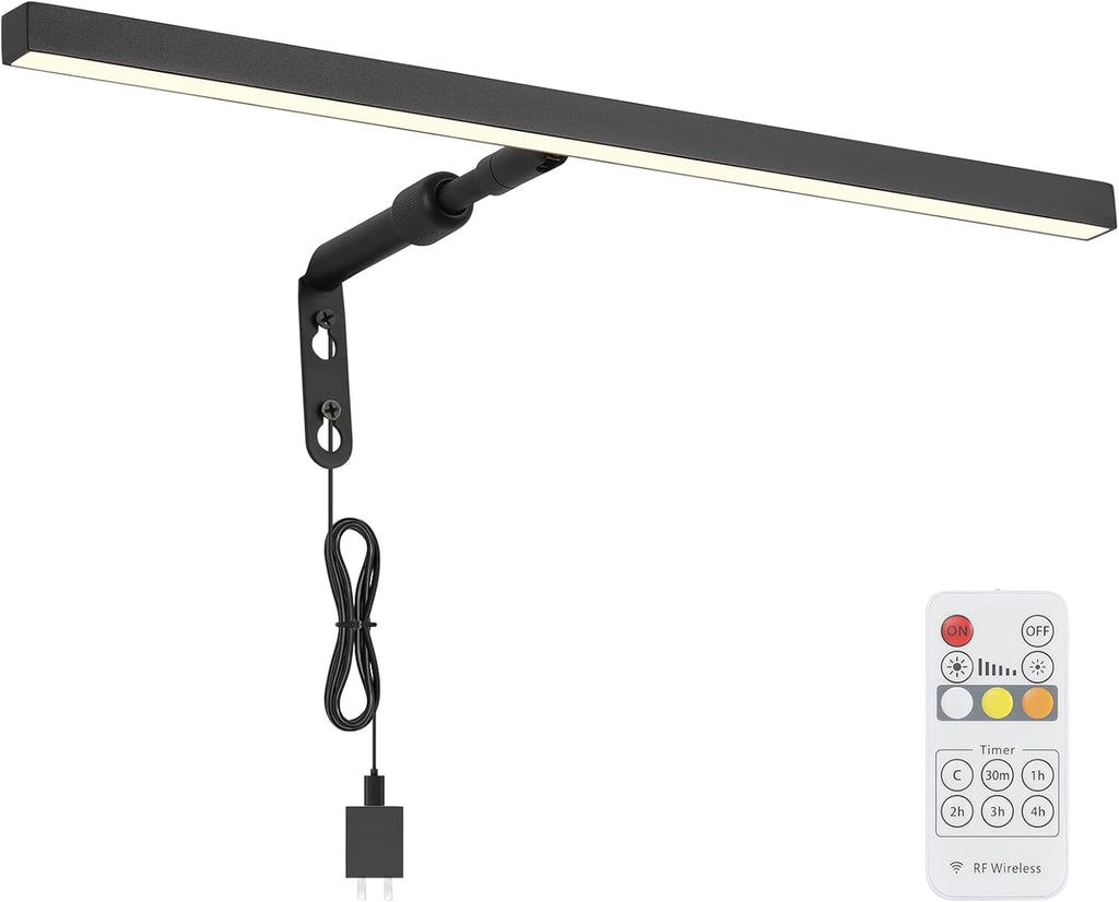 Picture Lights for Paintings Plug in, 16" 4W Adjustable LED Picture Light Art Light with Timer, Remote Control Gallery Painting Wall Light for Picture Display Frame Dartboard Art Work (Black)