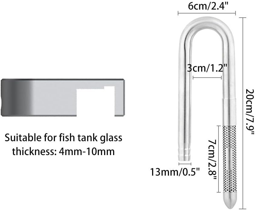 DONGKER Aquarium Lily Pipe,Stainless Steel Surface Skimmer Strainer Tube 360° Rotation with Fixing Bracket for Aquarium Tank