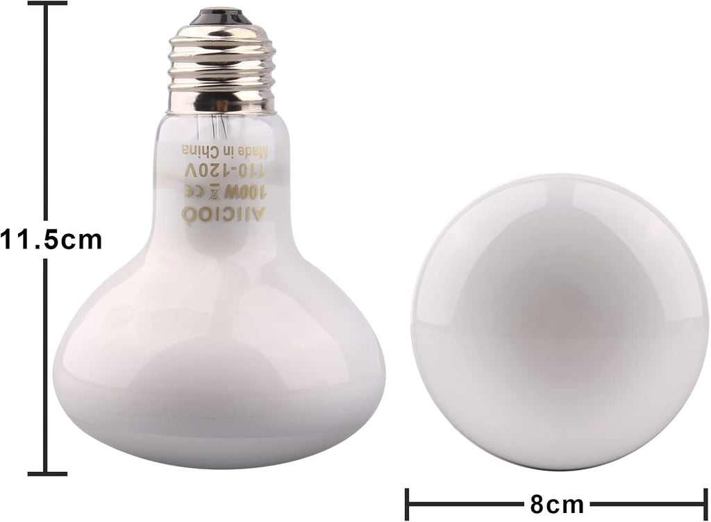Aiicioo Reptile Basking Light Bulb - 100W Reptile Heat Lamp 2 Pack UVA Daylight Amphibians Basking Bulb for Bearded Dragon Turtle Hermit Crab Gecko Lizard Daylight