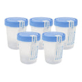 Dealmed Specimen Collection Containers Single Use Urine Specimen Cups, Screw on Leak Resistant Lid, Included ID Label, 4 oz, 5 Count