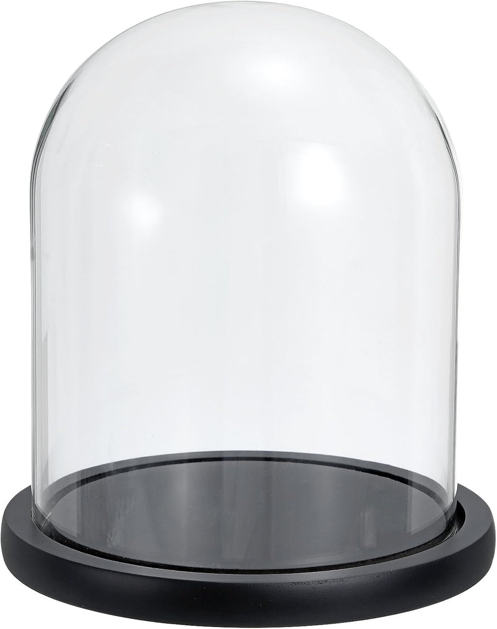 PATIKIL 7.3"x5.9" Clear Cloche Glass Dome, Glass Bell Jar Display Case Tabletop Centerpiece with Black Wooden Base for Christmas Home Decor