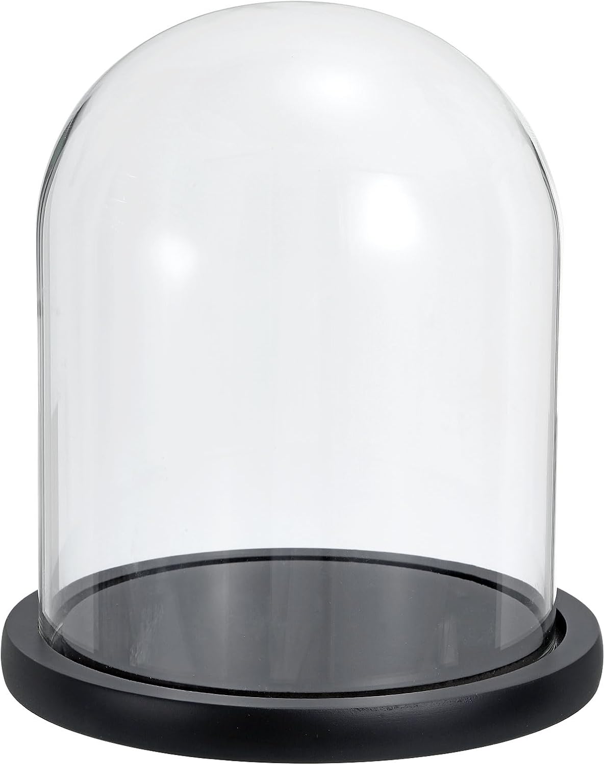 PATIKIL 7.3"x5.9" Clear Cloche Glass Dome, Glass Bell Jar Display Case Tabletop Centerpiece with Black Wooden Base for Christmas Home Decor