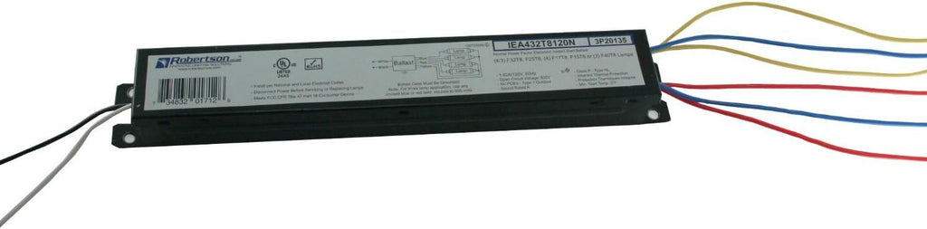 Robertson IEA432T8120N (1P20135) Electronic Fluorescent Ballast, for 3 or 4 T8 Fluorescent lamps between 17W-32W (F17T8 through F32T8) or 3 F40T8 Lamps, Instant Start, 120V (Qty 10)