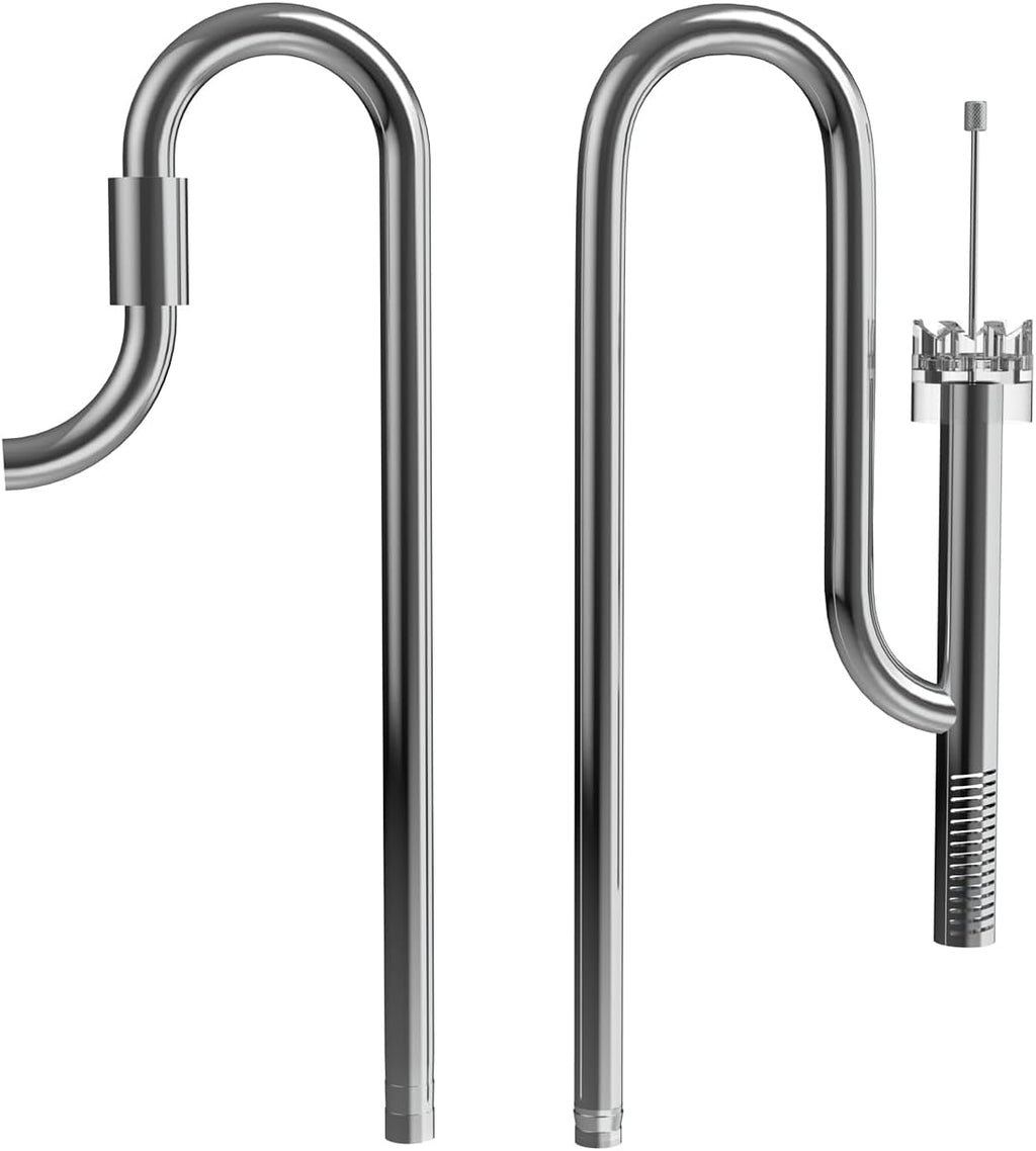 FZONE Aquarium Stainless Steel Skimmer Lily Pipes Inflow and Outflow with Spin Skimmer and Adjustable Rod for Aquarium Filter 5/8''(16/22mm) Tubing