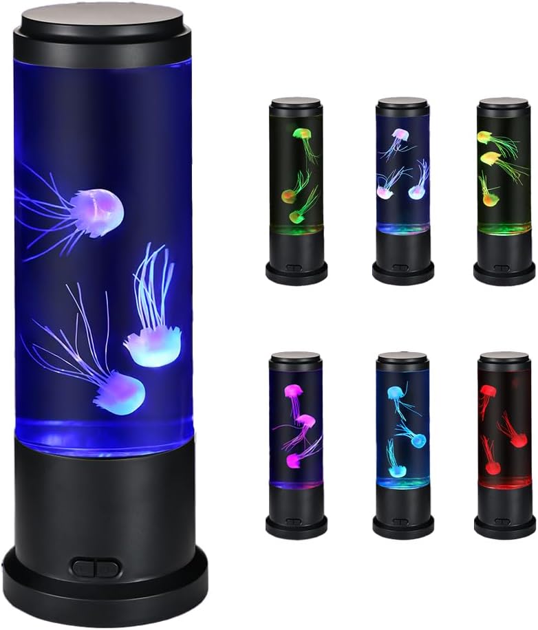 Meloki 11 inch Jellyfish Lamp, LED Jelly Fish Light Lamp, Color Changing Jellyfish Tank Table Lamp Decorations for Home Office Decor Great Gifts for Kids