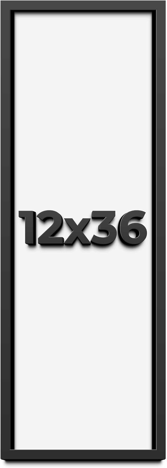 12x36 Shadow Box Frame Black | 1 Inch Deep Solid Wood Shadowbox Display Frame | UV Resistant Acrylic Plexiglass, Acid Free Backing, and Hanging Hardware | Dugan Picture Frame Style