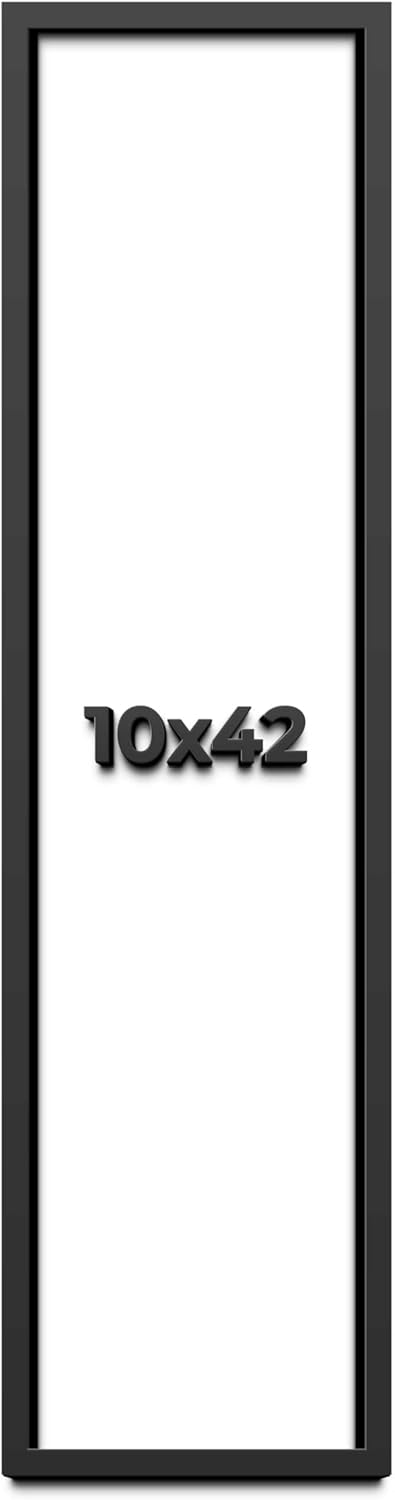 10x42 Shadow Box Frame Black | 1 Inch Deep Solid Wood Shadowbox Display Frame | UV Resistant Acrylic Plexiglass, Acid Free Backing, and Hanging Hardware | Dugan Picture Frame Style