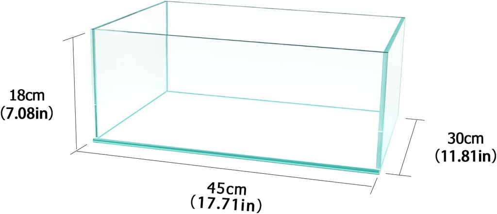 Fzone 6.4 Gal Shallow Rimless Low Iron Fish Tank Nova Clear Ultra-White 45° Mitered Edges Translucent Glass Anata Series Aquarium w/Black Foam Leveling Mat