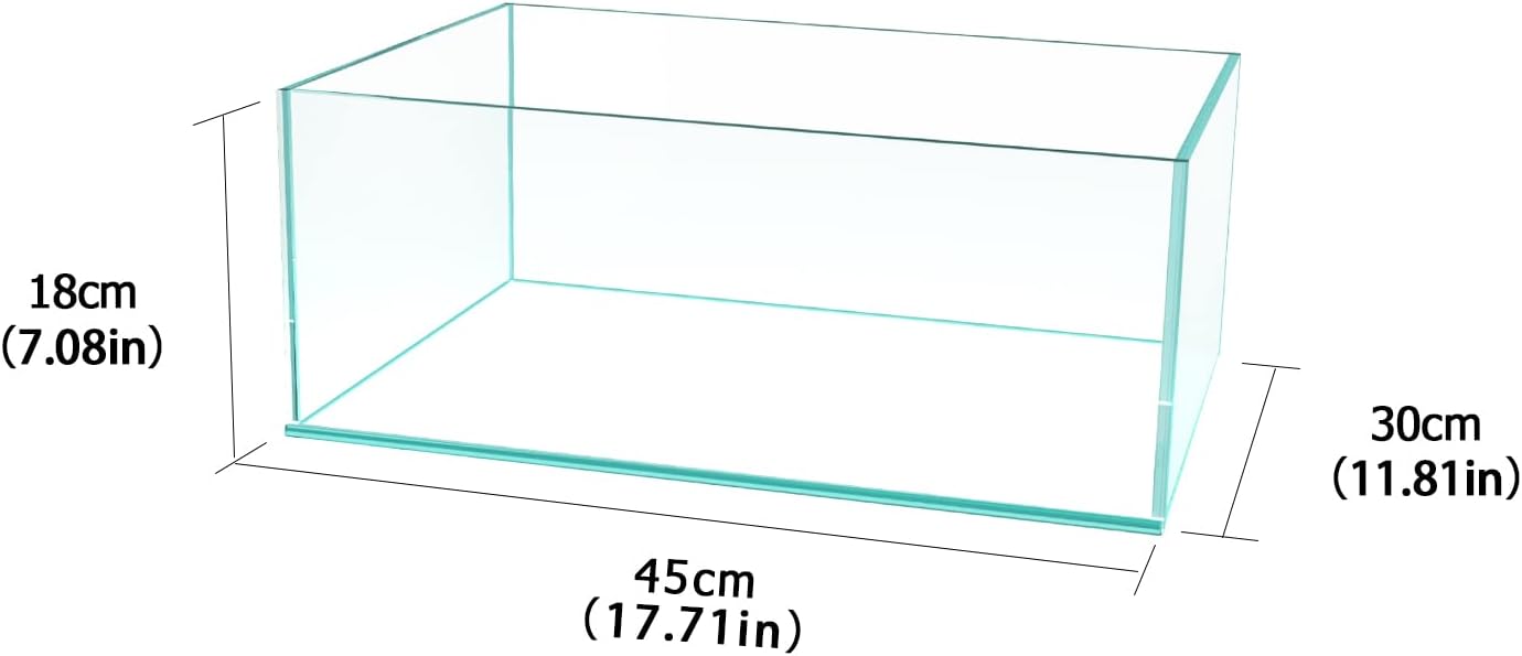 Fzone 6.4 Gal Shallow Rimless Low Iron Fish Tank Nova Clear Ultra-White 45° Mitered Edges Translucent Glass Anata Series Aquarium w/Black Foam Leveling Mat
