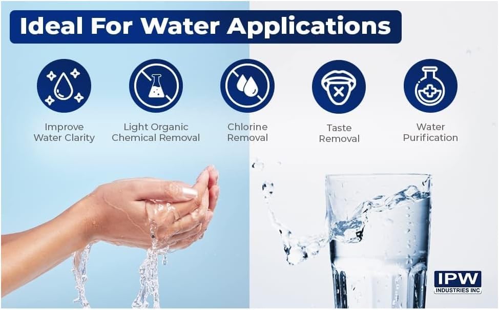 IPW Industries Inc, Water Filter Granular Activated Carbon - Coconut Shell, Bulk Activated Charcoal Filter Replacement Media for PC600-R with Funnel