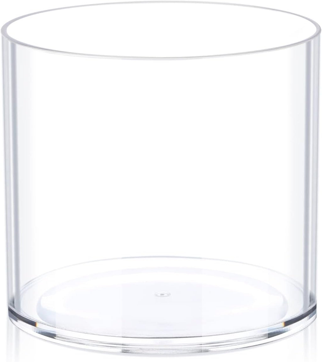 Flower Clear Plastic Vase Centerpiece for Home, Wedding Party, Clear Cylinder Wide Vase for Flowers, Decorative Wide Mouth Vase for Decor, Centerpieces, 6” × 6" Opening Round (Not Glass)