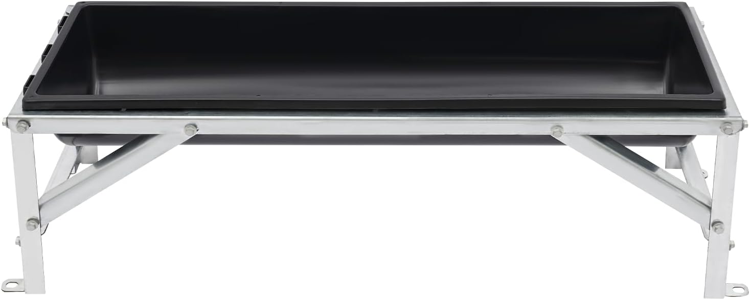 39.4" Long Feeding Trough, 9.3 Gal Livestock Trough Galvanized Sheet Feeder Trough for Horse Goat Sheep Cattle Cow Alpaca (Black)