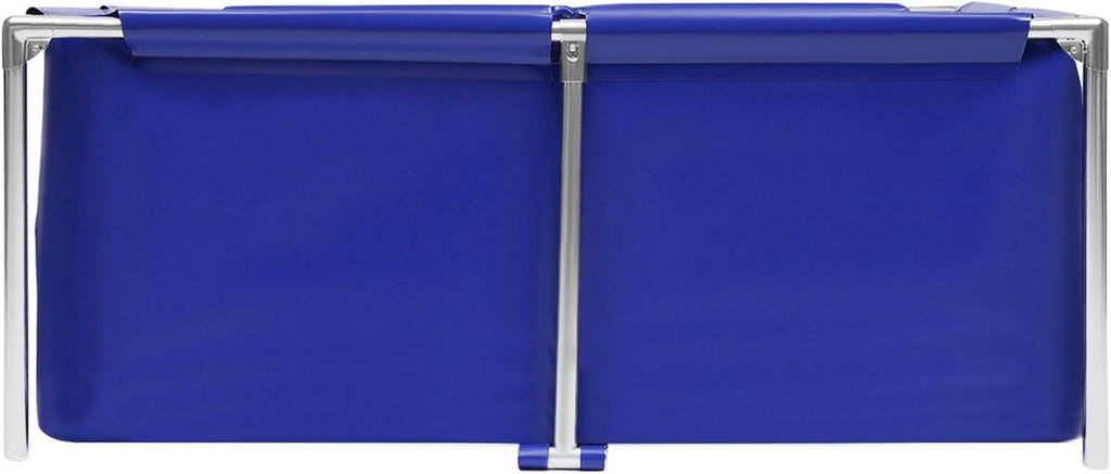 Canvas Fish Pond | Above Ground Fish Pond | Blue Aquarium Pool | Rectangular Goldfish Tank with Steel Frame & Drain Valve | for Breeding Koi, Irrigation | 47.2" L x 31.4" W x 19.6" H