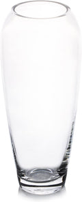 Enova Floral Oval Domed Glass Vase for Flowers, 4" W 9" H Clear Large Domed Bullet Cylinder Floral Vase for Home Decor, Wedding Centerpiece Event (1 Piece)