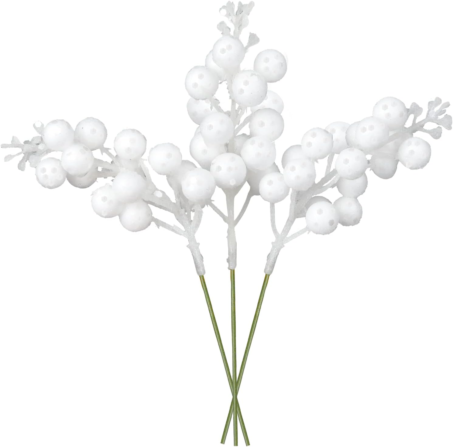 Red Berries Picks Clearance, 14 Pack Artificial Berry Stems for Christmas Tree Decorations, Crafts, Holiday and Home Decor, 7.9 Inches (White)