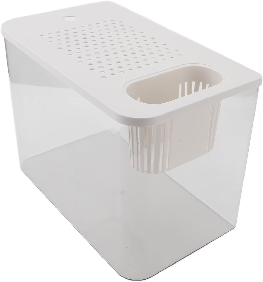 Small Fish Tank Plastic Clear Ecological Desktop Aquarium Miniature Design Space Saving for Goldfish Shrimp Betta Fish Turtle Living Room Desktop 12.4 Inch (White)