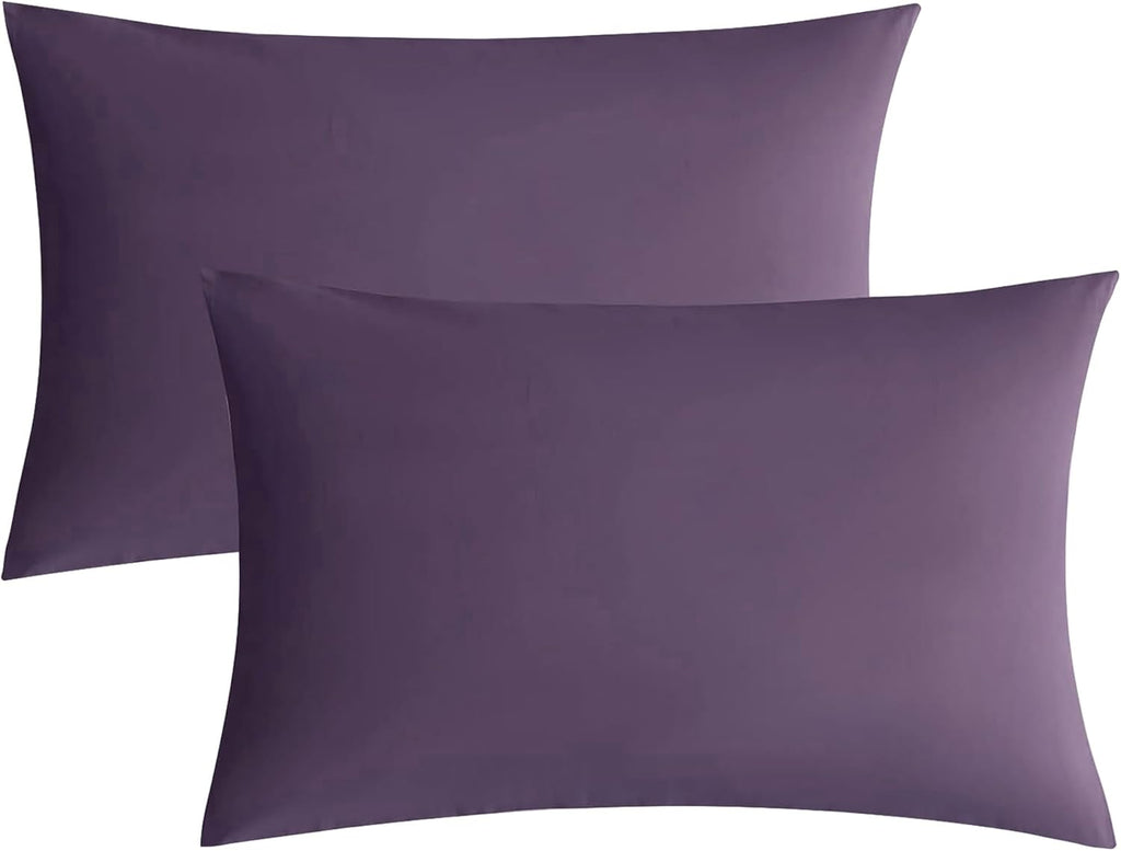JELLYMONI Pillowcases King Set of 2 Cotton Envelope Pillow Covers Purple 20×36in Bed Pillow Cases 100% Washed Cotton Soft Breathable (Pillows are not Included)