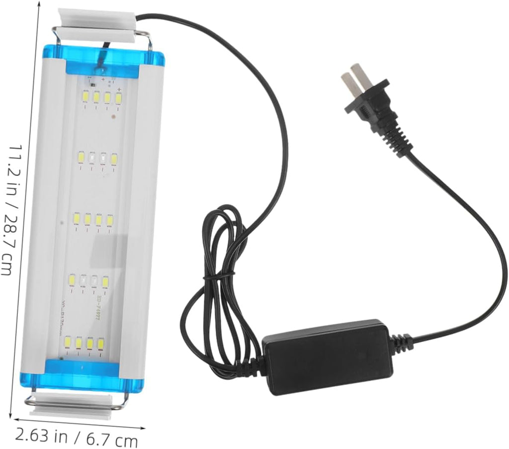 GANAZONO High Transparency LED Aquarium Light Blue White Fish Tank Lamp with Adjustable Bracket US Plug Energy-Saving and Freshwater Lighting for Aquatic Plants and Fish