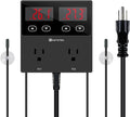KETOTEK KT99pro Dual Digital Temperature Controller Outlet 10A Relay Heating Coolling Thermostat Controlled Socket with Sensor for Reptile Brewing Fermentation Breeding Incubation Greenhouse