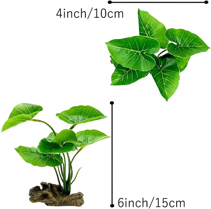 Smoothedo-Pets Fish Tank Decor Aquarium Decorations Ornaments Betta Leaf pad Hammock 6inch Plastic Artificial Plant Goldfish Fish Hides Small Tank/Reptiles Plants Driftwood (Green-Type-A)