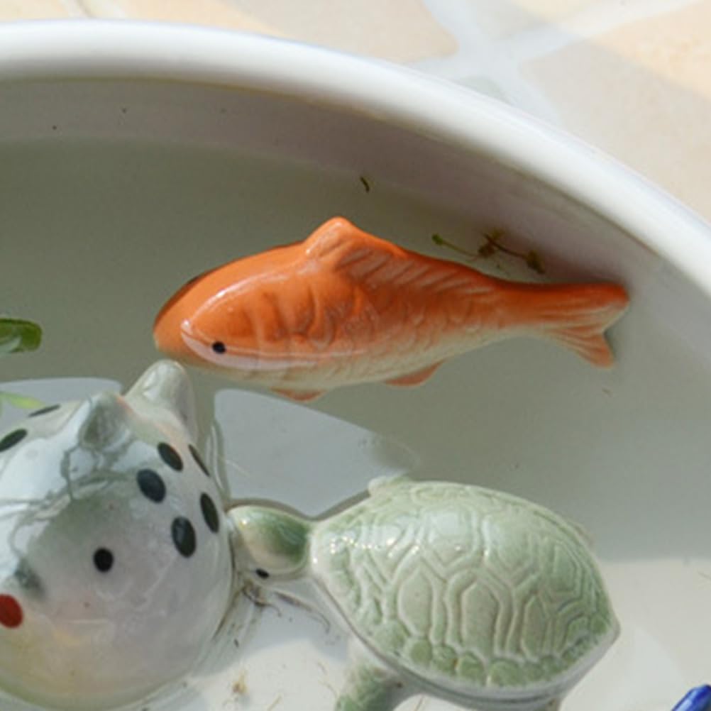 Floating Ceramic Fish Figurines Ceramic Floating Fish Koi - Tank Float Artificial Aquarium Ocean Sea Animals Koi Fairy Garden Decoration Floatable Figurines 2pcs