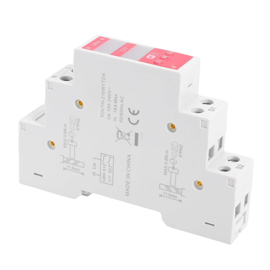 POCREATION Temperature Humidity Controller, WiFi Enabled 16A DIN Rail Mount Sensor for Breeding Farms and Incubators