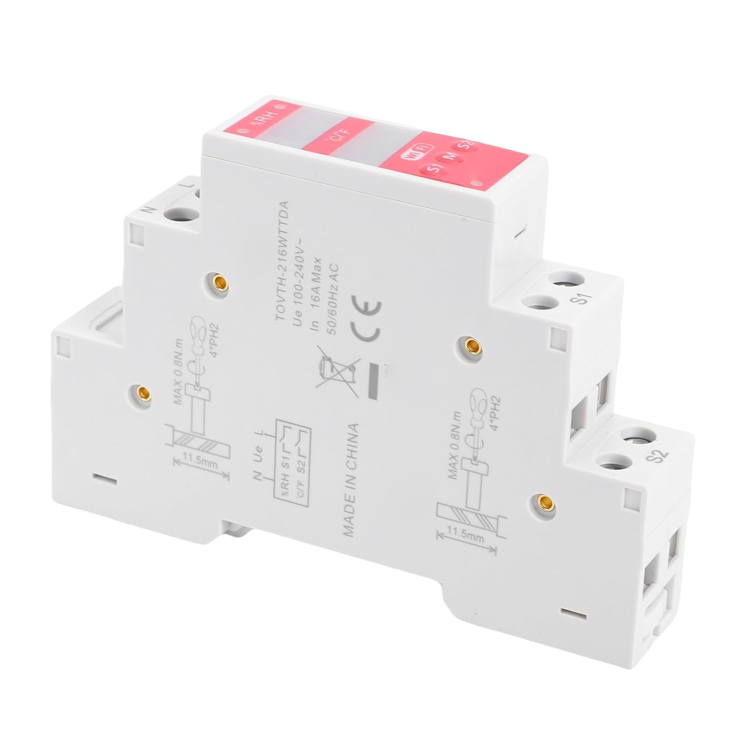 POCREATION Temperature Humidity Controller, WiFi Enabled 16A DIN Rail Mount Sensor for Breeding Farms and Incubators