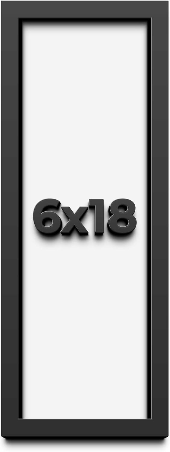6x18 Shadow Box Frame Black | 1 Inch Deep Solid Wood Shadowbox Display Frame | UV Resistant Acrylic Plexiglass, Acid Free Backing, and Hanging Hardware | Dugan Picture Frame Style
