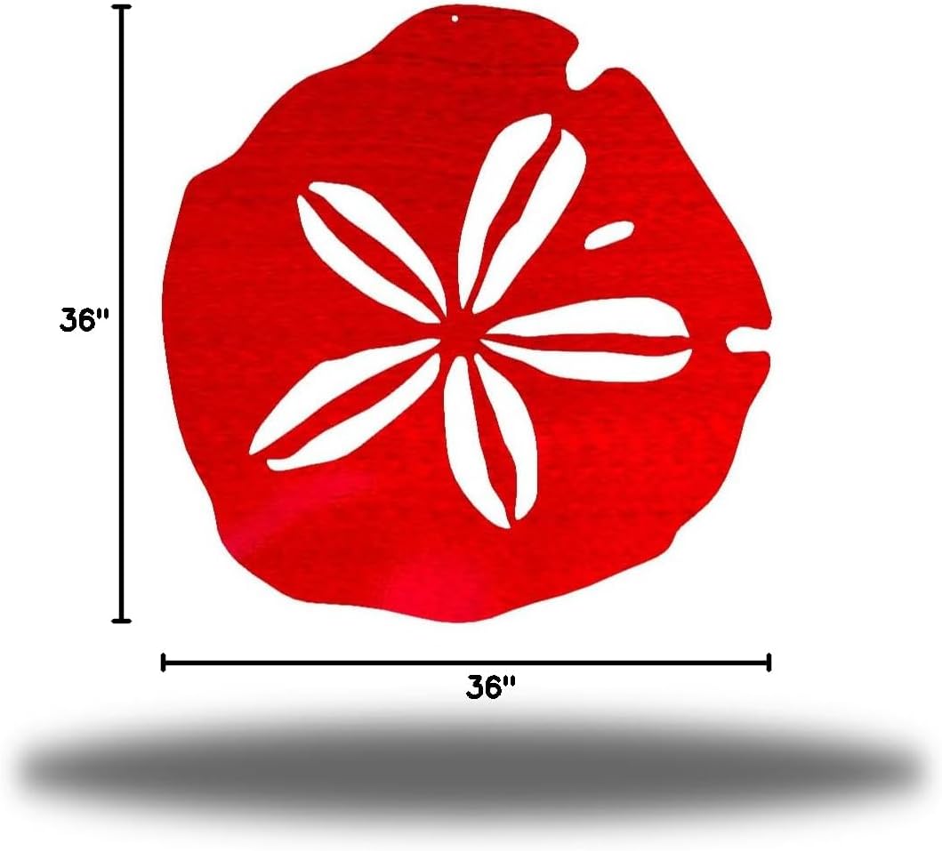 Riverside Designs Coastal Sand Dollar Ocean Beach Metal Art Steel Wall Décor (36", Red)