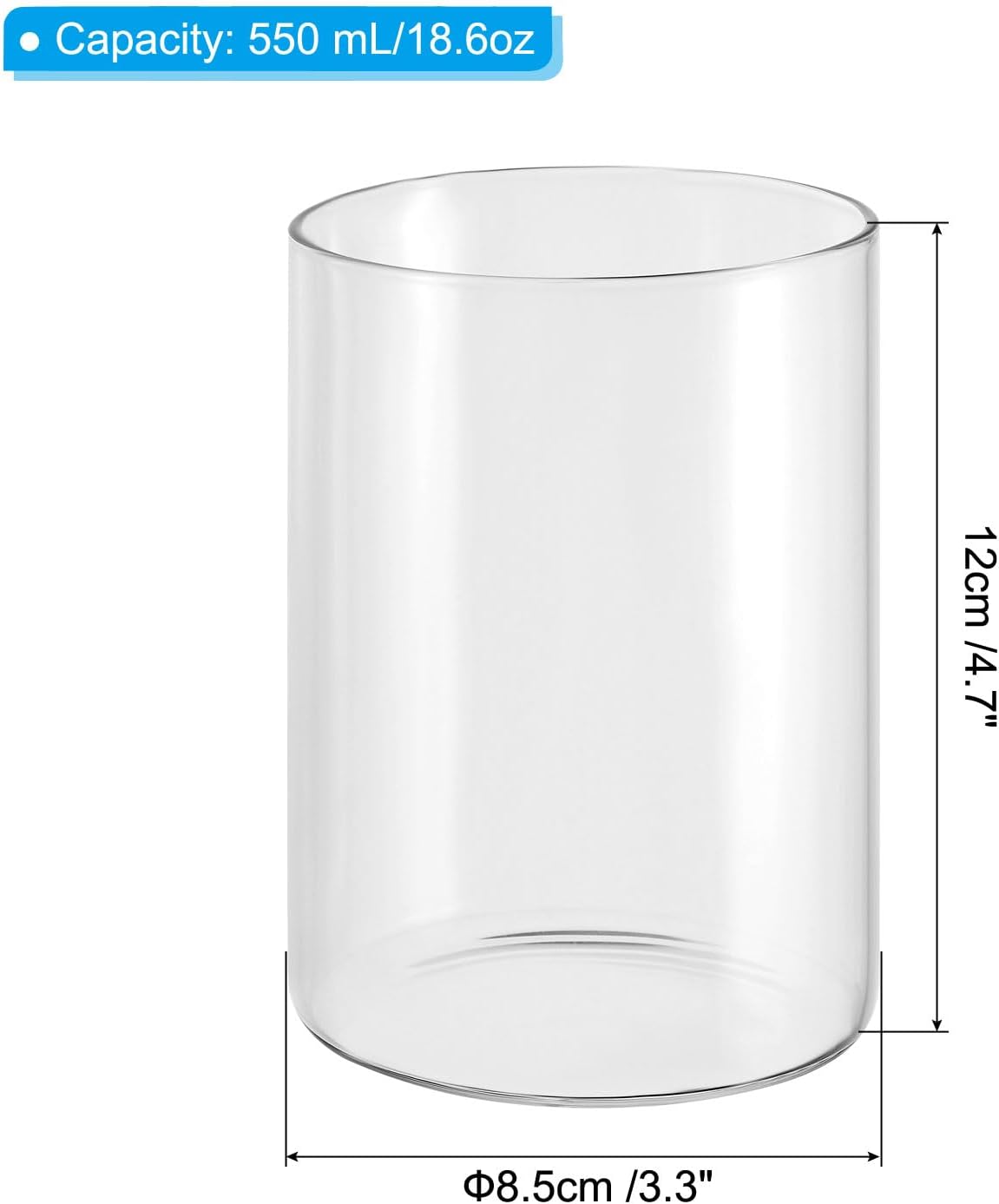PATIKIL Clear Glass Cylinder Vase, 4.7" Tall and 3.3" Dia Tabletop Flowers Vase Floating Candle Holder Vase for Home Decor Wedding Centerpieces(18.6oz)