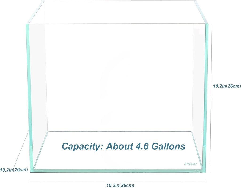 Ultra Clear Rimless Aquarium Tank 6-60 gallons Low Iron Glass (4.6Gal - Top Glass Canopy)